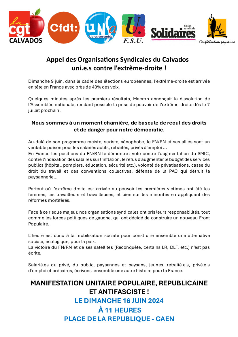 2024 06 16 tract is interpro calvados contre extreme droitre